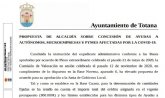 Ganar Totana-IU celebra que hayan comenzado los abonos de ayudas a autónomos, microempresas y pymes afectadas por la Covid-19