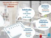 El Ayuntamiento de Lorca informa de la apertura del plazo de solicitudes de admisin para estudiantes de Infantil, Primaria, Secundaria y Bachillerato