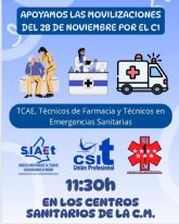 CSIT UNIN PROFESIONAL reclama el grupo C1 para los tcnicos sanitarios y se suma a las movilizaciones del 28 de noviembre