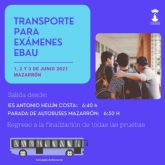 El ayuntamiento habilita autobuses para los exmenes de la EBAU los das 1, 2 y 3 de junio