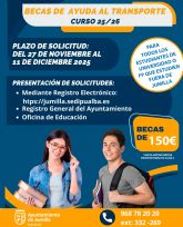 Abierto el plazo para solicitar la beca transporte de 150 euros para el curso 2025/2026