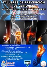 El Ayuntamiento de Puerto Lumbreras organiza varios talleres gratuitos de prevención de lesiones en la práctica deportiva durante todo el mes de noviembre