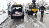 El Servicio Municipal de Emergencias limpia de nieve y hielo casi 50 kms. de carreteras del término municipal durante la jornada del domingo en el marco del Plan Territorial de Emergencias de Lorca