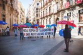 El SIME protesta contra los despidos en el Ayuntamiento de Murcia a ritmo de batucada