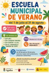 El Ayuntamiento de �guilas reafirma su compromiso con la conciliaci�n familiar con una nueva edici�n gratuita de la Escuela Municipal de Verano