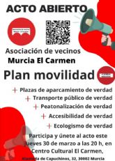 La Asociación de Vecinos Murcia El Carmen presenta un plan de movilidad alternativo para dar voz a los murcianos en el diseno de sus barrios