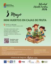 La Concejalía de Turismo organiza la Actividad MINI HUERTOS EN CAJAS DE FRUTA en el Centro de La Albarda el domingo 3 de mayo de 2026