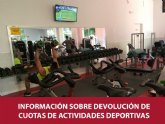 Información sobre devolución de cuotas de actividades deportivas suspendidas